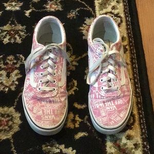 Women’s pink and white limited edition vans